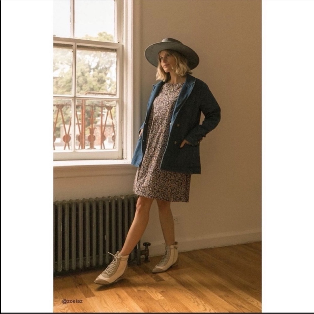 Anthropologie Porridge Elke Floral Mini Dress Puff Sleeve Square Neck Purple - Picture 3 of 7